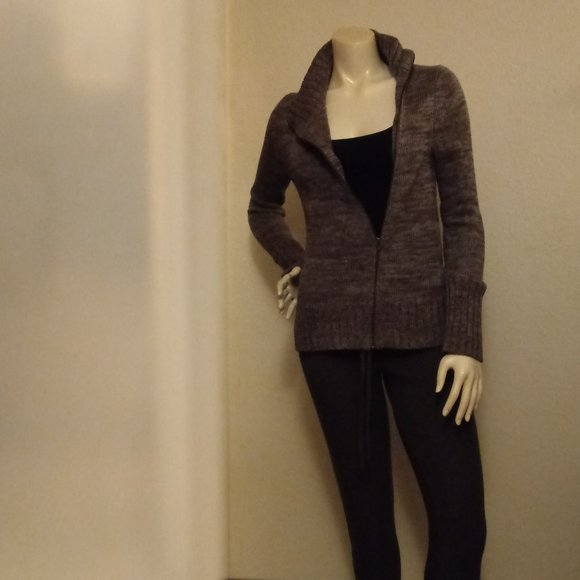 Moda Intl Grey Asymmetrical Sweater Jacket - Picture 2 of 16